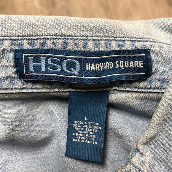 Vintage Button Up Denim Shirt with Bicycle Embroidery 90s Light Wash Jean Shirt - Picture 9 of 13